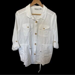 Liz Claiborne Light Weight White linen Jacket Medium. New